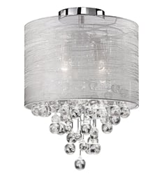 Dainolite TAH-122FH-PC Tahnee 2 Light 12" Pendant Ceiling Light in Polished Chrome with Silver Organza Shade