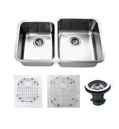 Empire Industries SP-15RC Premium 31 7/8" Undermount Double Bowl Kitchen Sink With Grid And Strainer