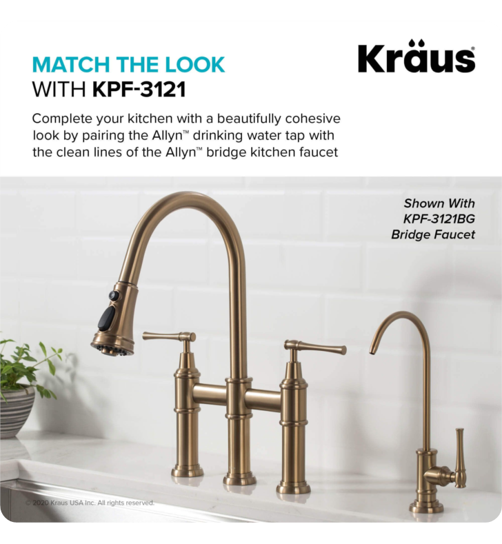 Kraus FF-102BG Allyn 100% Lead-Free Kitchen Water Filter Faucet Brushed Gold 