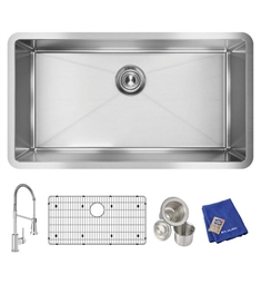 Elkay EFRU311610TFC Crosstown 32 1/2" Single Bowl Undermount Kitchen Sink Kit with Faucet in Polished Satin