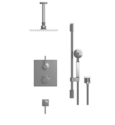 Rubinet 42RTL R10 Temperature Control Shower with Ceiling Mount 8" Shower Head, Bar, Integral Supply & Hand Held Shower