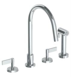 Watermark 37-7.1G-BL2 Blue 13" Double Lever Handle Deck Mounted Gooseneck Kitchen Faucet with Side Spray