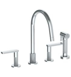 Watermark 70-7.1G Rainey 12 3/8" Double Lever Handle Deck Mounted Gooseneck Kitchen Faucet with Side Spray