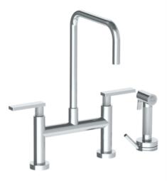 Watermark 70-7.65 Rainey 16 1/8" Double Lever Handle Deck Mounted Square Top Bridge Kitchen Faucet with Independent Side Spray