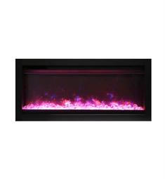 Amantii SYM-34 Symmetry 34" Clean Face Electric Built-In with Log and Glass, Black Steel Surround