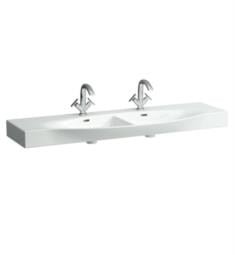 Laufen H8137060001041 Palace 59 1/8" Double Bowl Wall Mount Rectangular Bathroom Sink in White