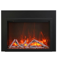 Amantii TRD-38 Traditional 38” Fireplace with Steel Trim, Glass Inlay, 10 Piece Log Set with Remote and Cord
