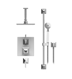 Rubinet 42ICL Ice Temperature Control Shower with Ceiling Mount 8" Shower Head, Bar, Integral Supply & Hand Held Shower