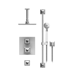 Rubinet 42ICQ Ice Temperature Control Shower with Ceiling Mount 8" Shower Head, Bar, Integral Supply & Hand Held Shower