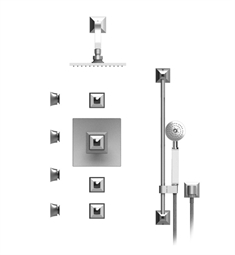 Rubinet 46ICQ Ice Temperature Control Shower with Wall Mount 7 7/8" Shower Head, Bar, Integral Supply, Hand Held Shower & Four Body Sprays