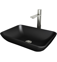 VIGO VGT2005 18 1/8" Rectangular Sottile MatteShell Vessel Bathroom Sink with Gotham Faucet in Brushed Nickel and Pop-up Drain