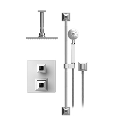 Rubinet 22ICQ Ice Temperature Control Shower with Two Way Diverter & Shut-Off, Handheld Shower, Bar, Integral Supply & Ceiling Mount 8" Shower Head & Arm