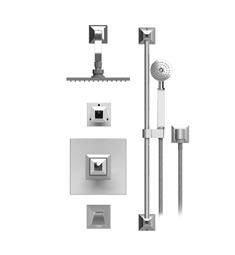 Rubinet 24ICQ Ice Temperature Control Tub & Shower with Three Way Diverter & Shut-Off, Handheld Shower, Bar, Integral Supply & Wall Mount Tub Filler Spout and Wall Mount 7 7/8" Shower Head & Arm