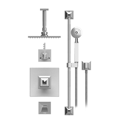 Rubinet 25ICL Ice Temperature Control Tub & Shower with Three Way Diverter & Shut-Off, Handheld Shower, Bar, Integral Supply & Wall Mount Tub Filler Spout and Ceiling Mount 8" Shower Head & Arm