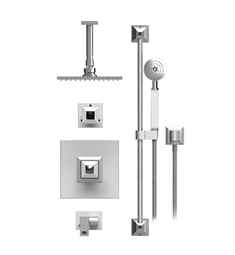 Rubinet 28ICQ Ice Temperature Control Tub & Shower with Two Way Diverter & Shut-Off, Handheld Shower, Bar, Integral Supply, Wall Mount Bidet/Foot Rinse and Ceiling Mount 7 7/8" Shower Head & Arm