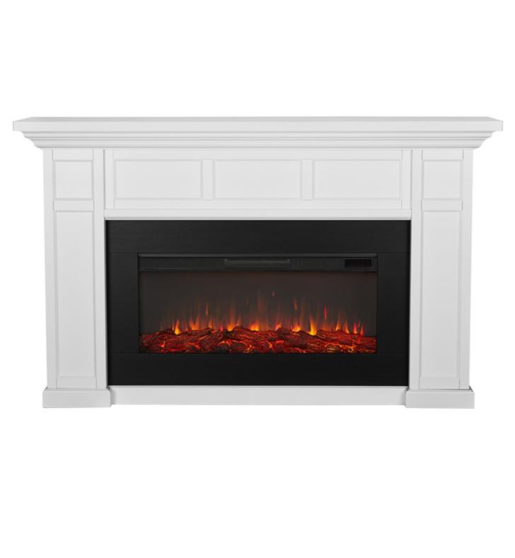Real Flame 4130e W Alcott Landscape 74, White Electric Fireplace Mantel Package