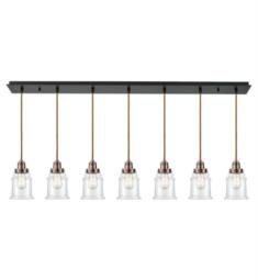 Innovations Lighting 127BK-10CR-2H-AC-G182 Winchester Canton 7 Light 48" Clear Glass Incandescent Linear Pendant in Matte Black/Antique Copper