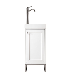James Martin E303-V16-GW-WG Chianti 16" Single Vanity Cabinet in Glossy White with White Glossy Resin Countertop