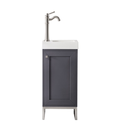 James Martin E303-V16-MG-WG Chianti 16" Single Vanity Cabinet in Mineral Grey with White Glossy Resin Countertop