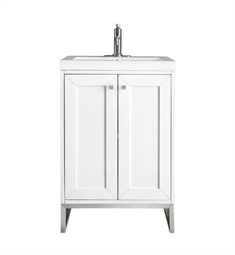James Martin E303-V24-GW-WG Chianti 24" Single Vanity Cabinet in Glossy White with White Glossy Resin Countertop