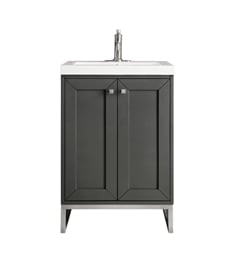 James Martin E303-V24-MG-WG Chianti 24" Single Vanity Cabinet in Mineral Grey with White Glossy Resin Countertop