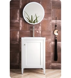 James Martin E652-V24-GW-WG Brittania 24" Single Vanity Cabinet in Glossy White with White Glossy Resin Countertop