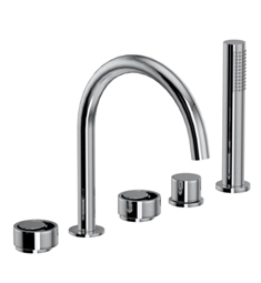 Rohl EC06D5IW Eclissi 5-Hole Deck Mount Tub Filler C-Spout with Circular Handle