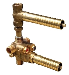 ROHL R1051BV Universal Concealed 1/2" Thermostatic Rough Valve Body Only with Service Stops or Service Valves And Volume Control With 4 1/2" Center to Center Between Therm Temperature and Volume Control