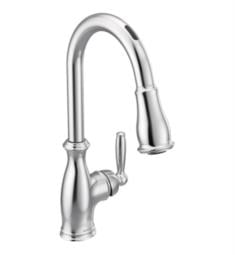 Moen 7185EV Brantford 15 1/2" Single Handle Deck Mounted High Arc Pulldown Smart Kitchen Faucet with Voice Control
