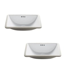 Kraus KCU-241-2PK Elavo 21-inch Rectangular Undermount White Porcelain Ceramic Bathroom Sink with Overflow (2-Pack)