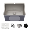 Kraus KHT301-25L Standart PRO 25” Dual Mount Drop-In 16 Gauge Stainless Steel Single Bowl Deep Laundry Utility Sink