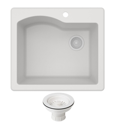 Kraus KGD-441 Quarza 25” Dual Mount Single Bowl Granite Kitchen Sink and Strainer