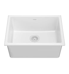 Kraus KFD1-24GWH Turino 24" Drop-In Undermount Fireclay Single Bowl Kitchen Sink with Thick Mounting Deck in Gloss White