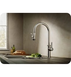 California Faucets K10-100SQ Davoli 18 5/8" Single Squeeze Handle Deck Mounted Pull-Down High Spout Kitchen Faucet