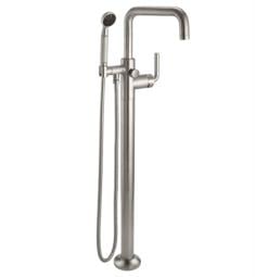 California Faucets 0911.18 Descanso 38 5/8" Industrial Single Handle Floor Mount Low Quad Spout Tub Filler with 1.8 GPM Handshower