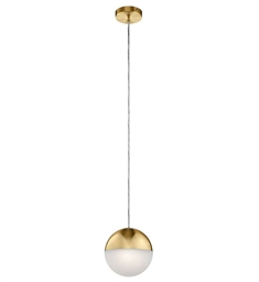 Elan Lighting 83854CGWH Moonlit 1 Light 7 3/4" LED Ceiling Mount Etched White Acrylic Glass Mini Pendant in Champagne Gold