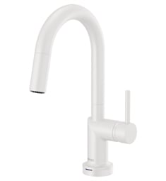 Brizo 64975LF-MWLHP Jason Wu 13 3/8" Single Handle Pull-Down Prep Kitchen Faucet with Arc Spout in Matte White - Less Handle