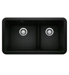 Blanco 402525 Ikon 33" Double Bowl with Low Divide Apron Front Silgranit Kitchen Sink in Coal Black