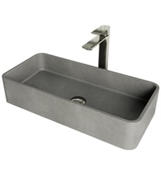 VIGO VGT2029 23 5/8" Rectangular Concreto Stone Vessel Bathroom Sink with Norfolk Faucet and Pop-Up Drain in Brushed Nickel
