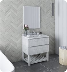 Fresca FVN3130RWH-FS Formosa 30" Floor Standing Modern Bathroom Vanity with Open Bottom & Mirror in Rustic White