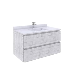 Fresca FCB3136RWH-U Formosa 36" Wall Hung Modern Bathroom Cabinet with Top & Sink in Rustic White