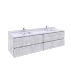 Fresca FCB31-3636RWH-U Formosa 72" Wall Hung Double Sink Modern Bathroom Cabinet with Top & Sink in Rustic White