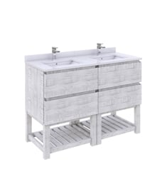Fresca FCB31-2424RWH-FS-U Formosa 48" Floor Standing Open Bottom Double Sink Modern Bathroom Cabinet with Top & Sink in Rustic White