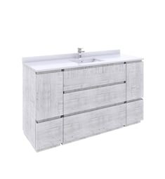 Fresca FCB31-123612RWH-FC-U Formosa 60" Floor Standing Single Sink Modern Bathroom Cabinet with Top & Sink in Rustic White