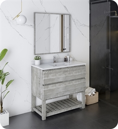 Fresca FVN3136ASH-FS Formosa 36" Floor Standing Modern Bathroom Vanity with Open Bottom & Mirror in Ash