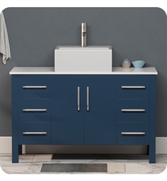 Cambridge Plumbing 8116S Patriot 47 1/2" Free Standing Solid Wood and Porcelain Single Vessel Sink Bathroom Vanity Set in Blue