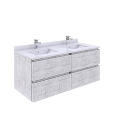 Fresca FCB31-2424RWH Formosa 48" Wall Hung Double Sink Modern Bathroom Cabinet in Rustic White