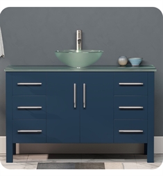Cambridge Plumbing 8116BS Patriot 47 1/2" Free Standing Solid Wood and Glass Single Vessel Sink Bathroom Vanity Set in Blue