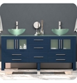Cambridge Plumbing 8119BXLS Patriot 70 1/8" Free Standing Solid Wood and Glass Double Vessel Sink Bathroom Vanity Set in Blue