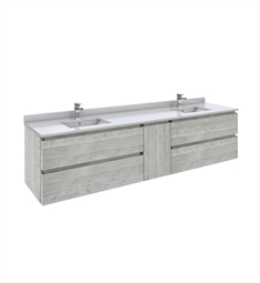 Fresca FCB31-361236ASH-CWH-U Fresca Formosa 84" Wall Hung Double Sink Modern Bathroom Cabinet with Top & Sink in Ash